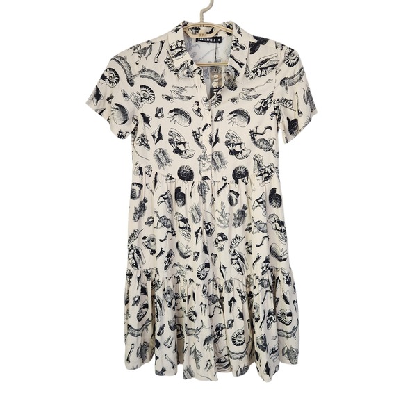 Dangerfield Tiered Babydoll Midi Dress 6 Body Fossils Quirky Goth Kawaii Grunge - Picture 2 of 10
